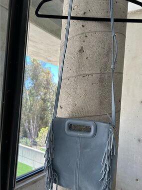 Maje Dusty Blue Fringe Crossbody Bag